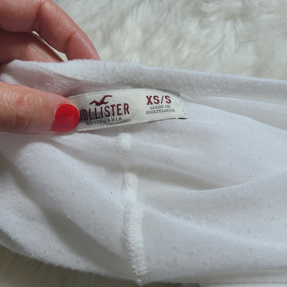 Hollister Mega Oversized Top White Women's Short Sleeved - Picture 9 of 12